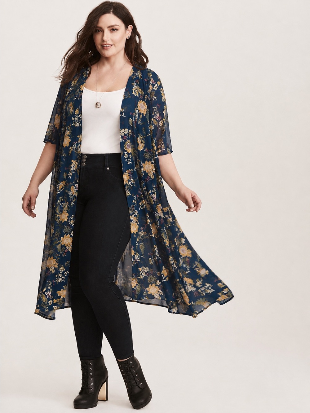 NWT! Torrid Outlander Series Women's Floral Print Sheer Kimono Cardigan Size 1X